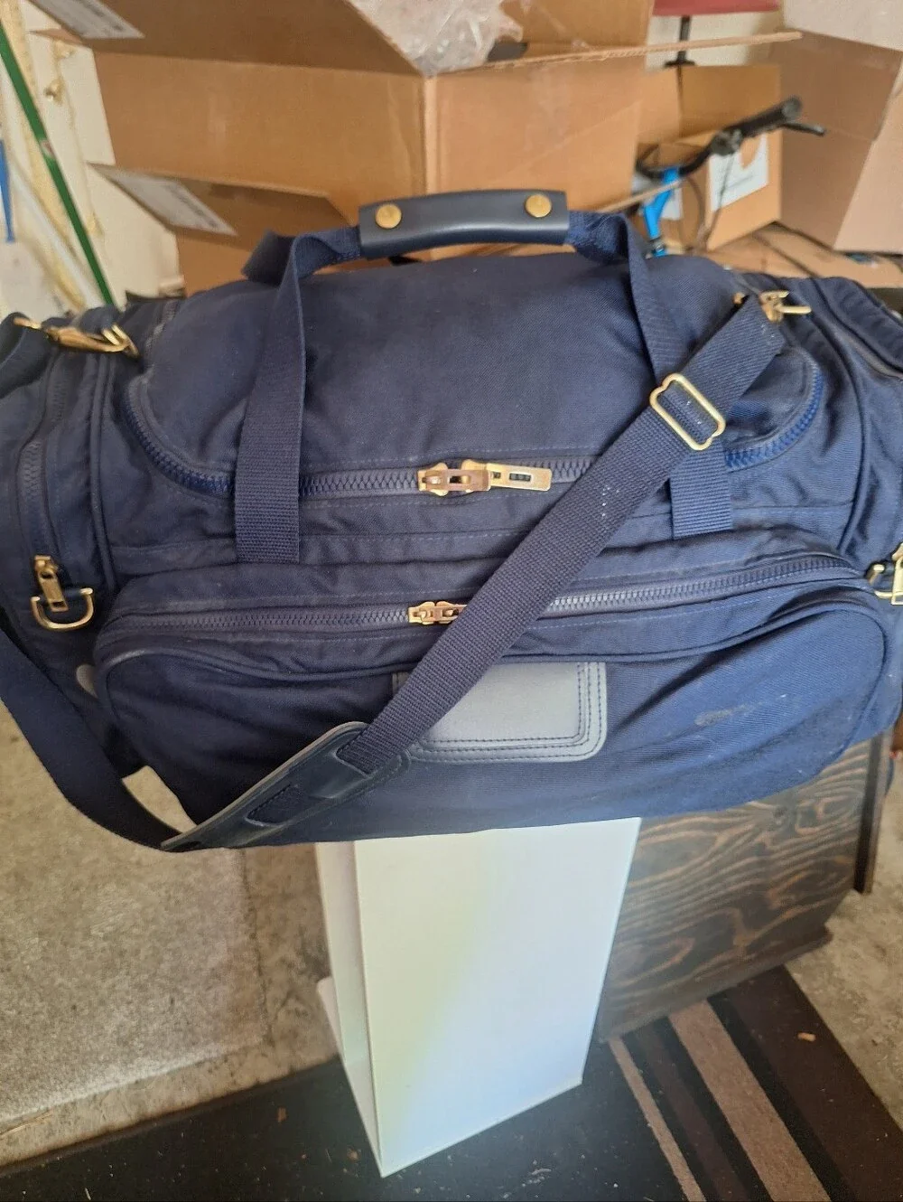 Andiamo Navy Canvas Weekender Duffel Bag